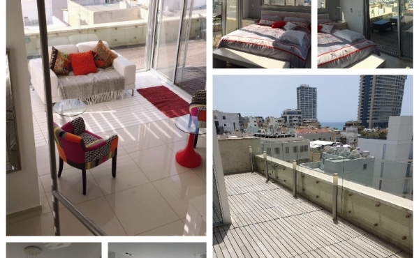 Hayarkon area Penthouse Duplex 3 rooms 70m2 Terraces 40m2 Sea view Lift Parking Apartment for sale in Tel Aviv